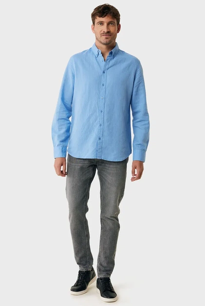 Чоловіча блакитна лляна сорочка CALEB Basic linen shirt Mexx M MF007200151M - изображение 2