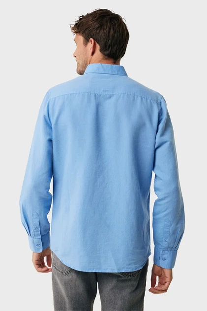 Чоловіча блакитна лляна сорочка CALEB Basic linen shirt Mexx M MF007200151M - изображение 3