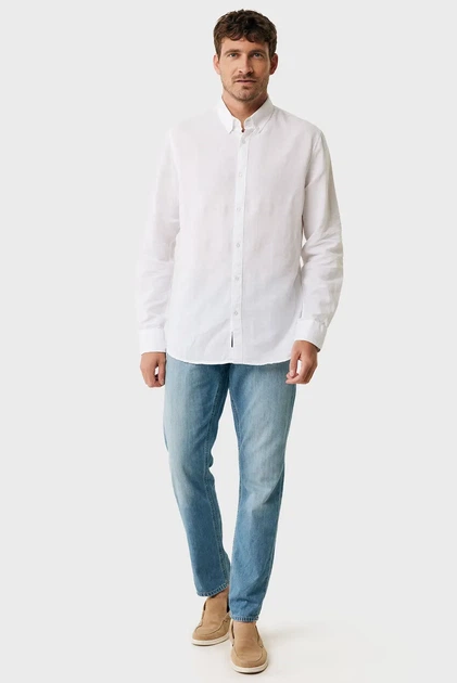 Чоловіча біла лляна сорочка CALEB Basic linen shirt Mexx XL MF007200151M - изображение 2