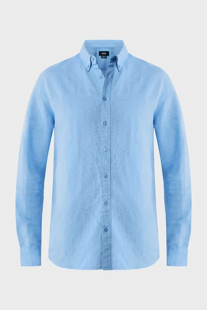 Чоловіча блакитна лляна сорочка CALEB Basic linen shirt Mexx M MF007200151M - изображение 5