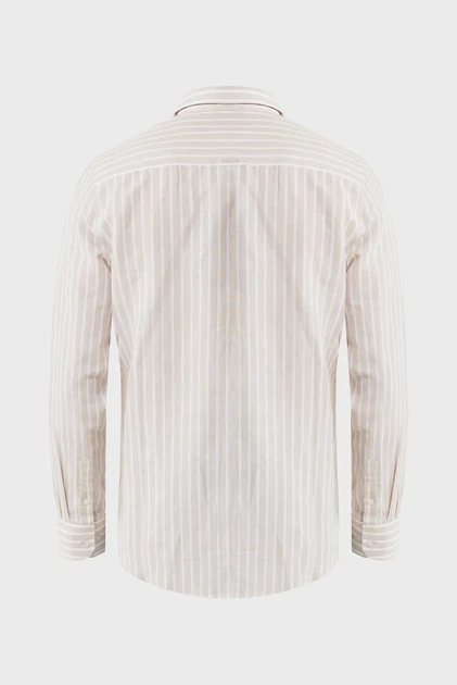 Чоловіча бежева лляна сорочка у смужку AIDEN Basic linen shirt striped Mexx M MF007200351M - Фото 6 Чоловіча бежева лляна сорочка у смужку AIDEN Basic linen shirt striped Mexx M MF007200351M - изображение 6