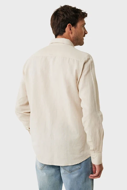 Чоловіча бежева лляна сорочка CALEB Basic linen shirt Mexx M MF007200151M - изображение 3
