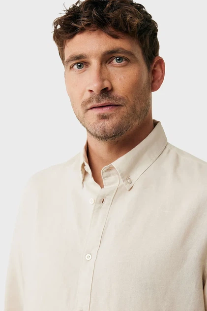 Чоловіча бежева лляна сорочка CALEB Basic linen shirt Mexx M MF007200151M - изображение 4