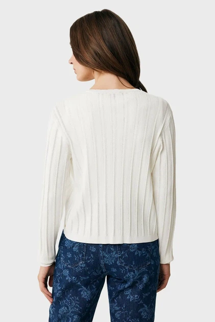 Жіночий білий кардиган PEONY classic ajour cardigan Mexx L MF006600451W - зображення 3