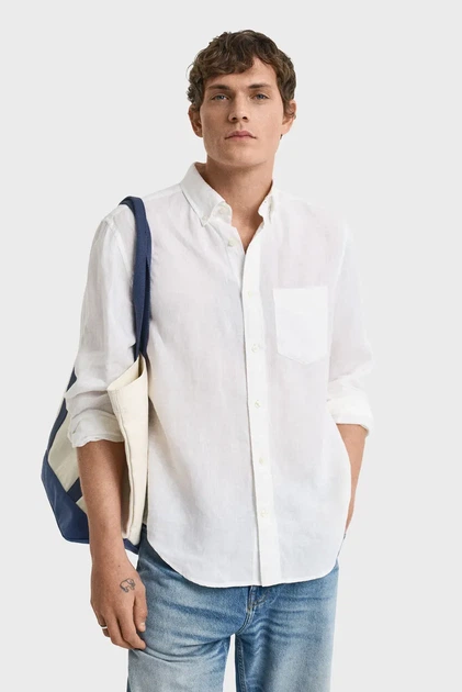 Чоловіча біла лляна сорочка REG LINEN SHIRT Gant XL 3250076 - изображение 2