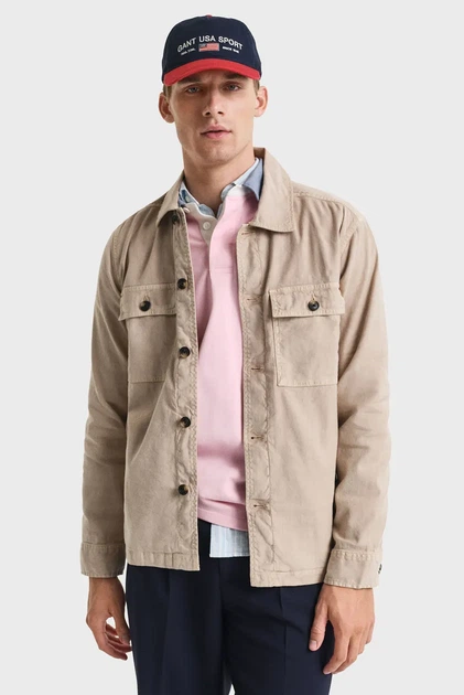 Чоловіча бежева лляна сорочка LINEN OVERSHIRT Gant M 3250030 - изображение 3