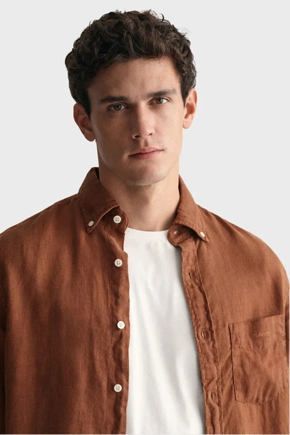 Чоловіча коричнева лляна сорочка REG GMNT DYED LINEN Gant XL 3240120 - изображение 4