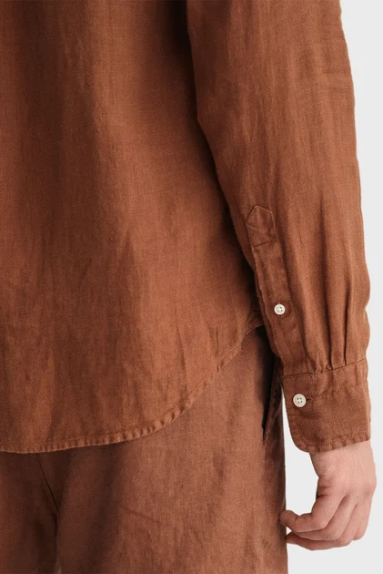 Чоловіча коричнева лляна сорочка REG GMNT DYED LINEN Gant XL 3240120 - изображение 5