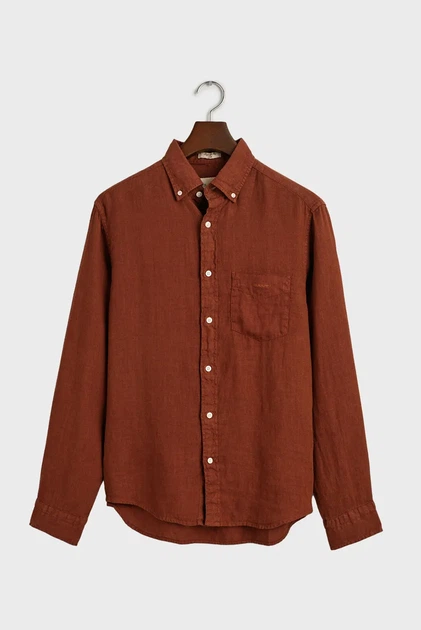 Чоловіча коричнева лляна сорочка REG GMNT DYED LINEN Gant XL 3240120 - изображение 7