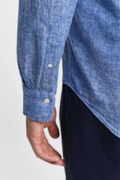 Чоловіча блакитна лляна сорочка REG COTTON LINEN SHIRT Gant S 3250082 - изображение 5