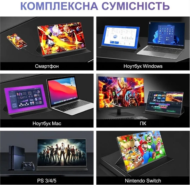 Монітор портативний 15.6" JEEJIA P4 Full HD IPS 60 Гц - зображення 5