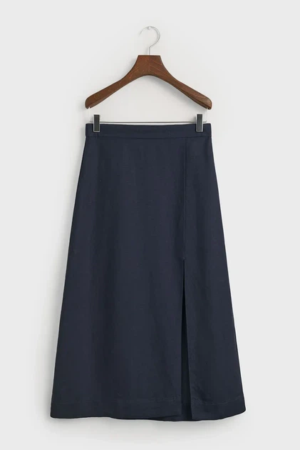 Жіноча темно-синя лляна спідниця REL MIDI LINEN BLEND Gant 34 4400123 - изображение 5