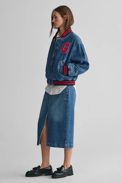 Жіноча синя джинсова спідниця DENIM SLIT Gant 36 4400133 - Фото 3 Жіноча синя джинсова спідниця DENIM SLIT Gant 36 4400133 - изображение 3
