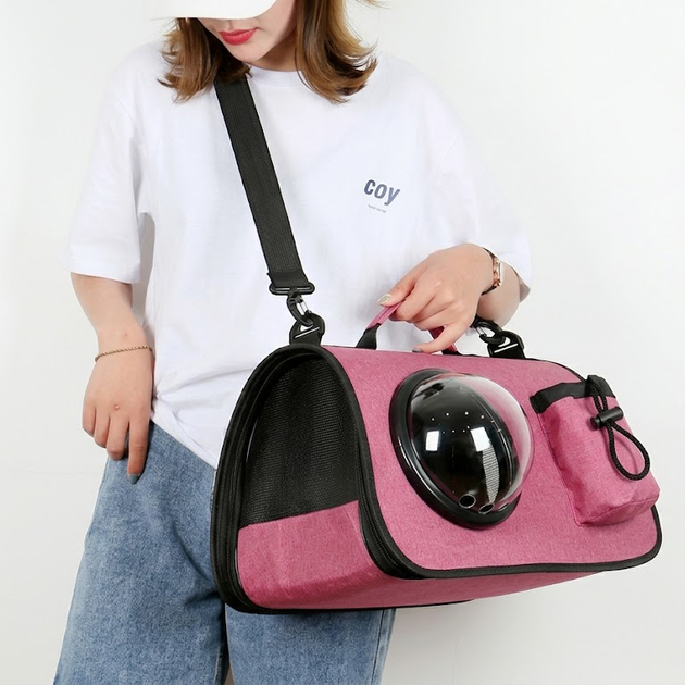 Сумка переноска для кошек и грызунов с иллюминатором CosmoPet 43х20х28 см CP-14 Pink - изображение 6