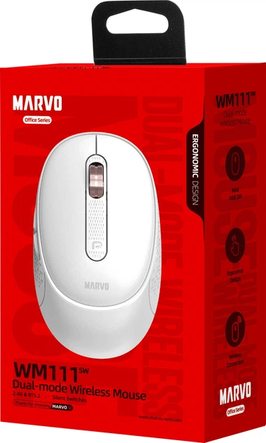Миша Marvo WM111 SW Wireless/Bluetooth Silver - зображення 2