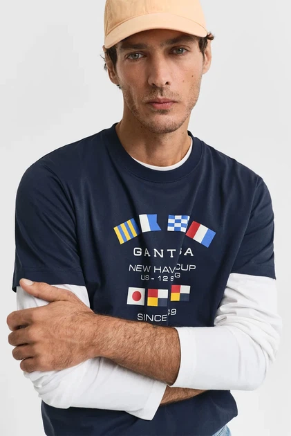 Чоловіча темно-синя футболка GRAPHIC SS T-SHIRT Gant S 2003299 - Фото 4 Чоловіча темно-синя футболка GRAPHIC SS T-SHIRT Gant S 2003299 - изображение 4