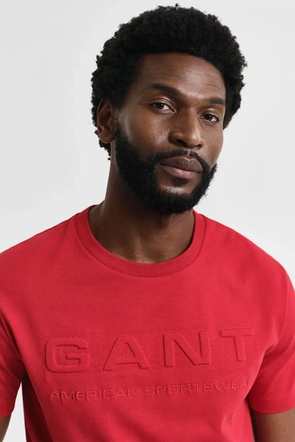 Чоловіча червона футболка EMBOSSED SS T-SHIRT Gant S 2003339 - изображение 4