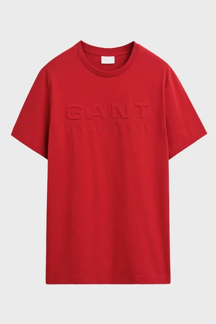 Чоловіча червона футболка EMBOSSED SS T-SHIRT Gant S 2003339 - изображение 5