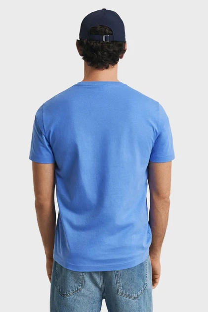 Чоловіча блакитна футболка REG SHIELD SS T-SHIRT Gant L 2003184 - изображение 3