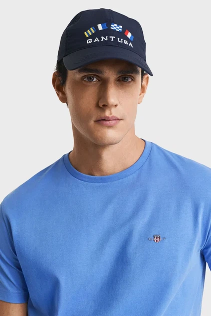 Чоловіча блакитна футболка REG SHIELD SS T-SHIRT Gant L 2003184 - изображение 4