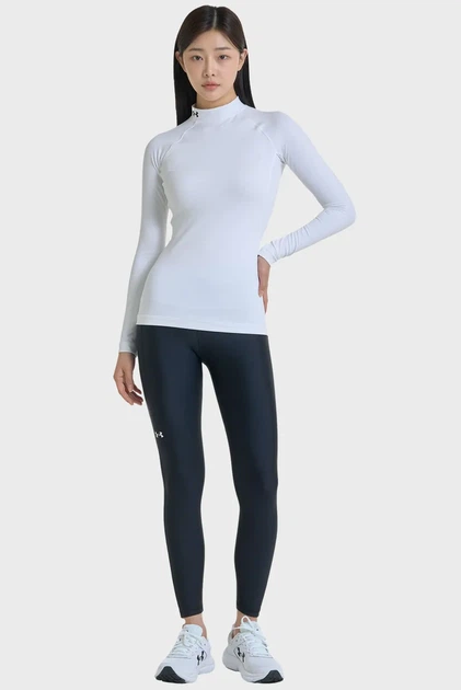 Жіночий білий лонгслів UA CG Authentics Mockneck Under Armour XS 1368702-100 - изображение 2