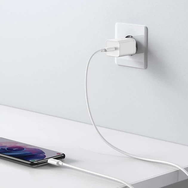 Сетевое зарядное устройство Baseus Super Silicone PD 25W USB-C with USB-C to USB-C Cable 1m White (TZCCSUP-L02) - изображение 6
