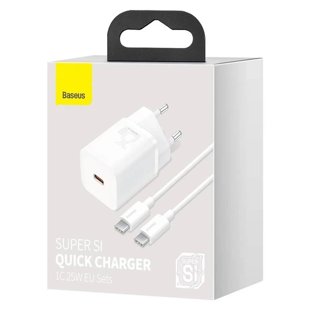 Сетевое зарядное устройство Baseus Super Silicone PD 25W USB-C with USB-C to USB-C Cable 1m White (TZCCSUP-L02) - изображение 8
