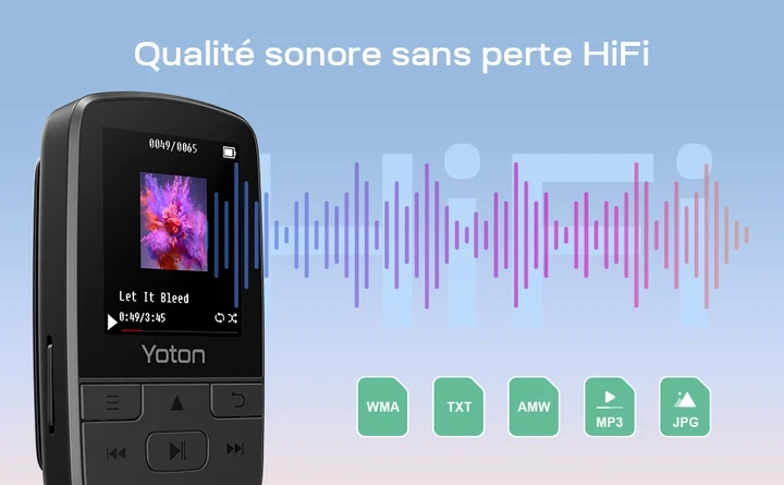 MP3-плеєр YOTON Bluetooth 5.0, HiFi звук, FM-радіо, підтримка SD до 128GB, кліпса, чорний - Фото 2 MP3-плеєр YOTON Bluetooth 5.0, HiFi звук, FM-радіо, підтримка SD до 128GB, кліпса, чорний - зображення 2