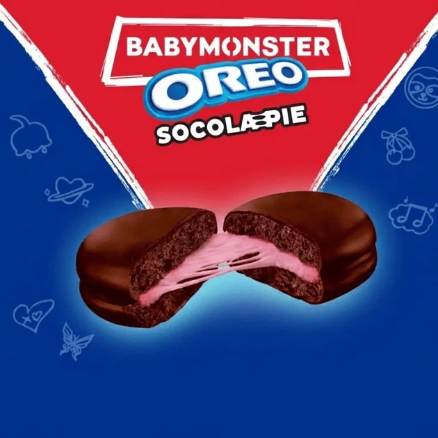 Печиво Oreo Babymonster Socolapieз полуничним маршмелоу в шоколаді (з колекційними картками) 168 г - зображення 3