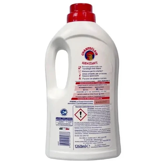 Гель для прання антибактеріальний Chanteсlair Igienizzante з дезінфікуючим ефектом (28 прань) 1260 мл - Фото 2 Гель для прання антибактеріальний Chanteсlair Igienizzante з дезінфікуючим ефектом (28 прань) 1260 мл - зображення 2