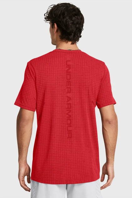 Чоловіча червона картата футболка UA Seamless Grid SS Under Armour SM 1376921-814 - изображение 2