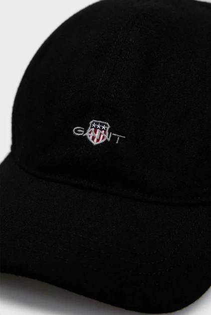 Чоловіча чорна шерстяна кепка SHIELD MELTON CAP Gant OS 9900212 - Фото 3 Чоловіча чорна шерстяна кепка SHIELD MELTON CAP Gant OS 9900212 - зображення 3
