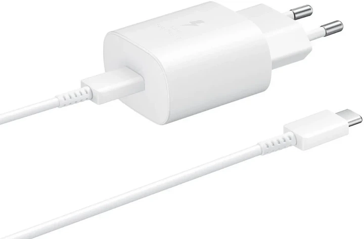 Комплект зарядки для Samsung 25W USB-C + Кабель Type-C to Type-C (White) - Фото 1 Комплект зарядки для Samsung 25W USB-C + Кабель Type-C to Type-C (White) - зображення 1