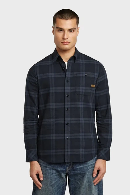 Чоловіча темно-синя картата сорочка Bristum 2.0 Slim Shirt l/s/ G-Star S D23553,D748 - Фото 1 Чоловіча темно-синя картата сорочка Bristum 2.0 Slim Shirt l/s/ G-Star S D23553,D748 - изображение 1