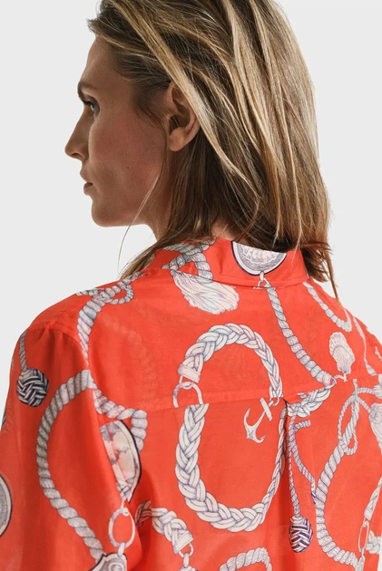 Жіноча червона сорочка з візерунком REG SAILING PRINT Gant 36 4300456 - изображение 4