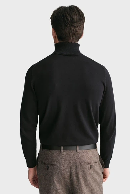 Чоловічий чорний гольф CLASSIC COTTON ROLLERNECK Gant XXL 8030563 - Фото 2 Чоловічий чорний гольф CLASSIC COTTON ROLLERNECK Gant XXL 8030563 - изображение 2