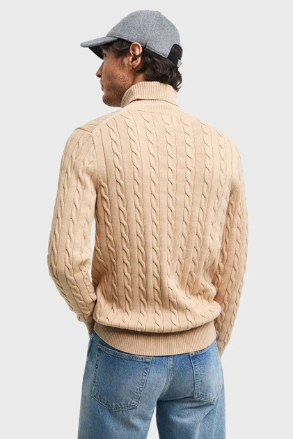 Чоловічий бежевий гольф COTTON CABLE TURTLE NECK Gant XXL 8050607 - изображение 2