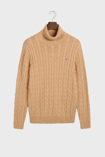 Чоловічий бежевий гольф COTTON CABLE TURTLE NECK Gant XXL 8050607 - изображение 5