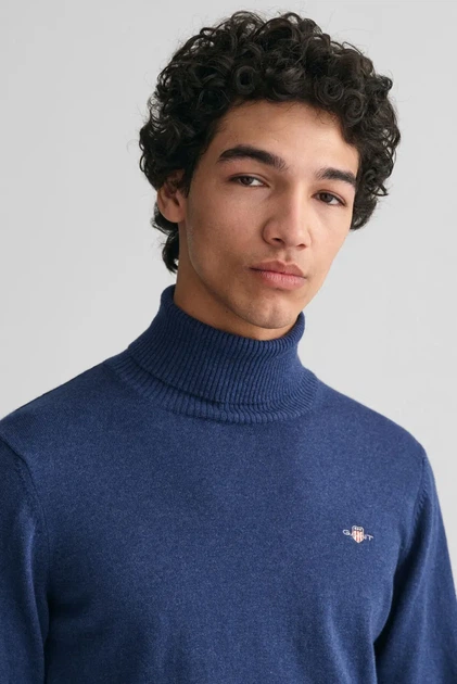Чоловічий синій гольф ROLLNECK Gant XXL 8060070 - Фото 4 Чоловічий синій гольф ROLLNECK Gant XXL 8060070 - изображение 4