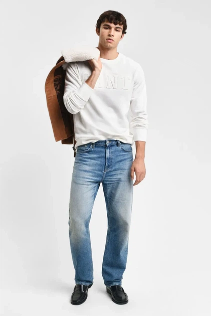 Чоловічий білий світшот EMBOSSED C-NECK Gant M 2015085 - изображение 2