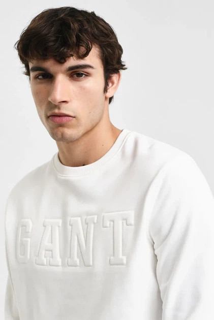 Чоловічий білий світшот EMBOSSED C-NECK Gant M 2015085 - изображение 4