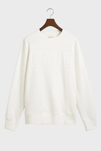 Чоловічий білий світшот EMBOSSED C-NECK Gant M 2015085 - изображение 5