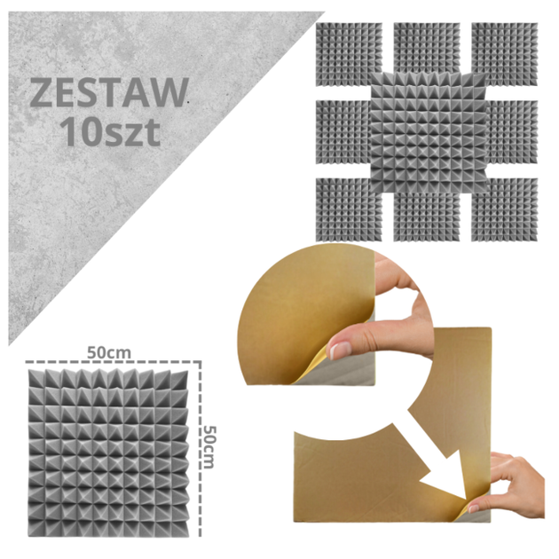 Zestaw Paneli akustycznych DNA AM2 GY 10 szt. szare (5908249825086) - obraz 2