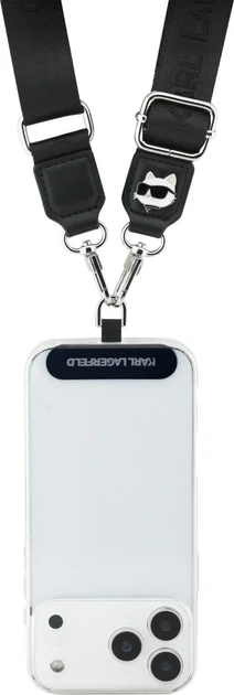 Pasek do smartfona Karl Lagerfeld Universal Strap Tether Patch Choupette Metal Logo Black (KLUCNCHPSPK) - obraz 2