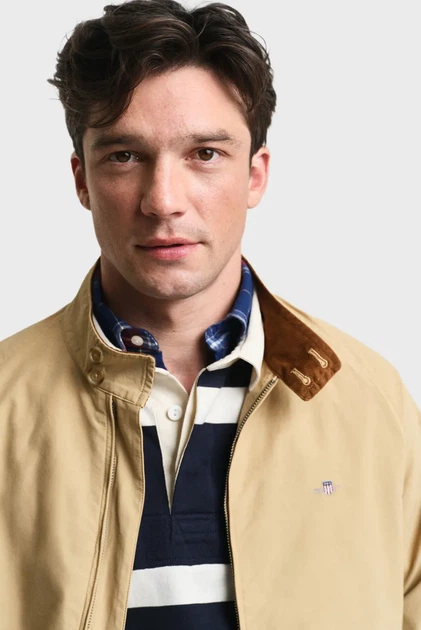 Чоловіча бежева вітровка COTTON HARRINGTON JACKET Gant L 7006484 - изображение 4