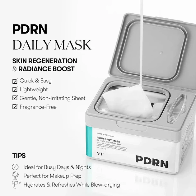 Набір тканинних масок з полінуклеотидами VT PDRN Daily Mask, 30 шт - зображення 4