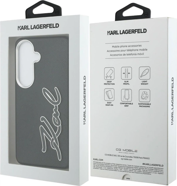 Чохол Karl Lagerfeld Grained Signature Metal Resin Logo для Samsung Galaxy S26 Black (KLHCS26SPGFKSRSK) - зображення 8