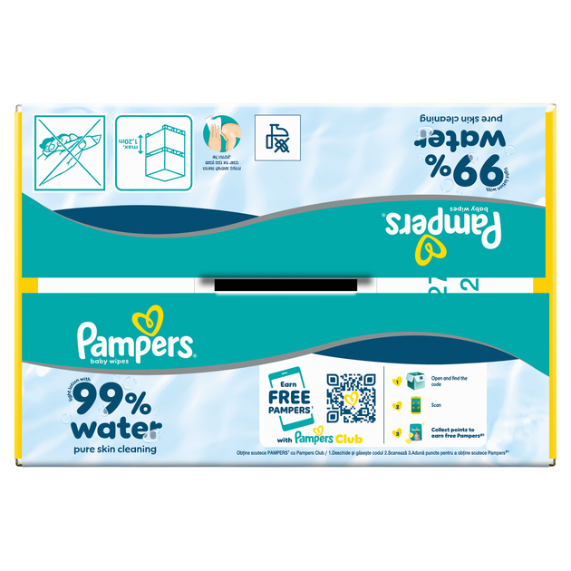 Набір Вологі серветки Pampers 99% Water 12 x 60 шт (8006530116152) - зображення 4
