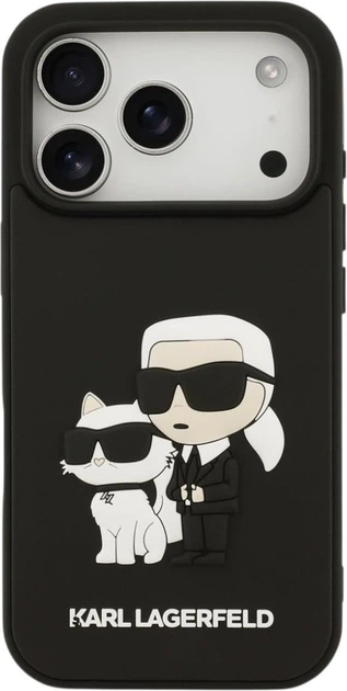 Чохол Karl Lagerfeld Silicone 3D Rubber Karl and Choupette для Apple iPhone 17 Pro Black (KLHCP17L3DRKCNK) - зображення 2