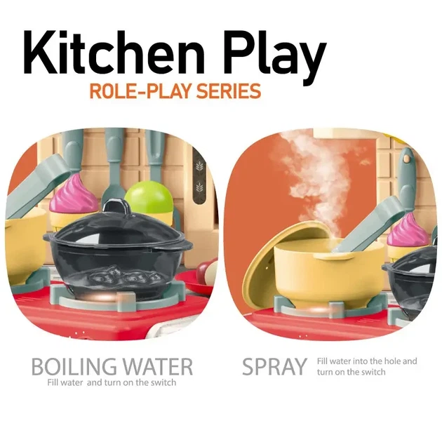 Детская кухня игрушечная с подсветкой звуком паром и водой Talented Chef 67 элементов Зеленый - изображение 3